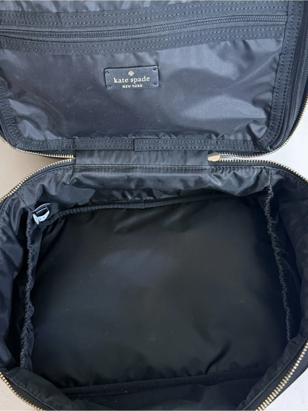 Kate Spade New York Black Nylon Vanity Cosmetic Train Case Travel Bag